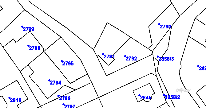 Parcela st. 2791 v KÚ Žalov, Katastrální mapa