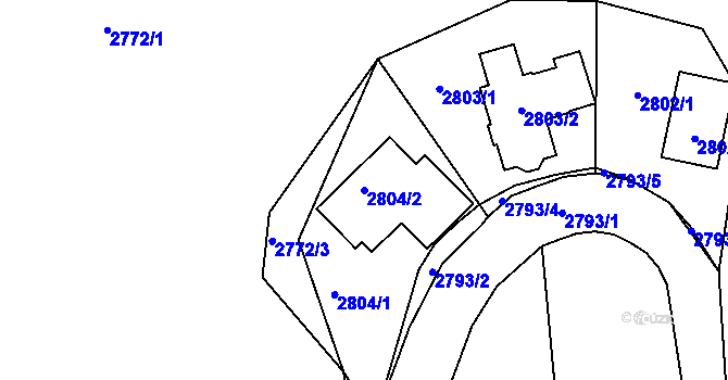 Parcela st. 2804/2 v KÚ Žalov, Katastrální mapa