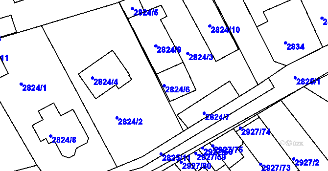 Parcela st. 2824/6 v KÚ Žalov, Katastrální mapa