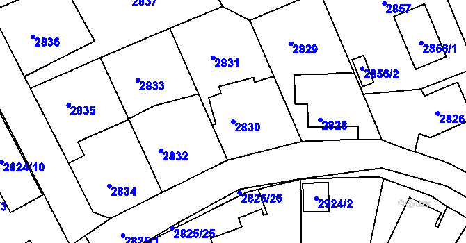Parcela st. 2830 v KÚ Žalov, Katastrální mapa
