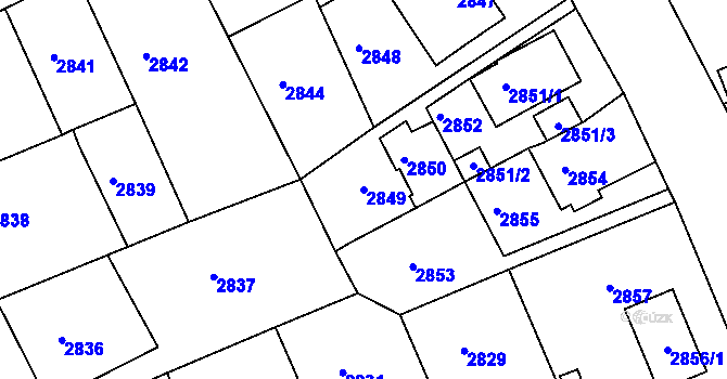 Parcela st. 2849 v KÚ Žalov, Katastrální mapa