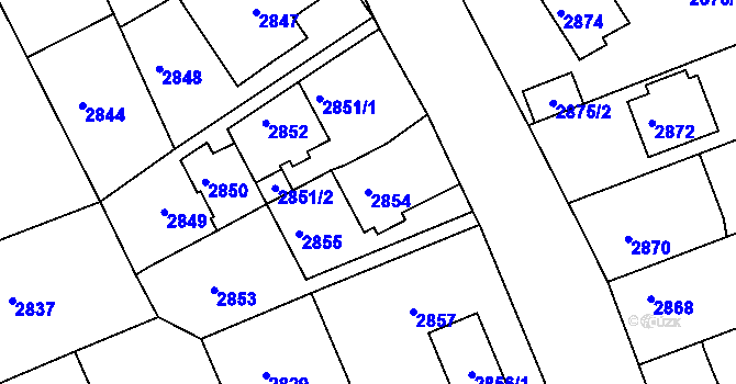 Parcela st. 2854 v KÚ Žalov, Katastrální mapa