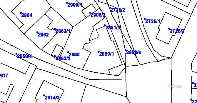 Parcela st. 2859/1 v KÚ Žalov, Katastrální mapa
