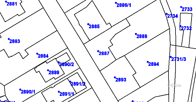 Parcela st. 2887 v KÚ Žalov, Katastrální mapa