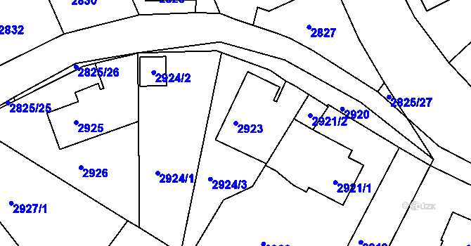 Parcela st. 2923 v KÚ Žalov, Katastrální mapa