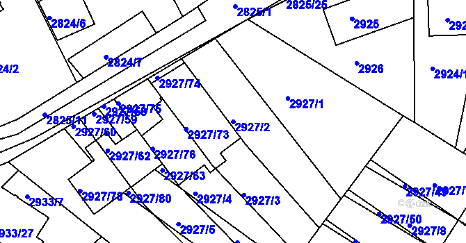 Parcela st. 2927/2 v KÚ Žalov, Katastrální mapa