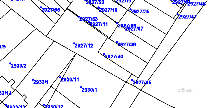 Parcela st. 2927/40 v KÚ Žalov, Katastrální mapa