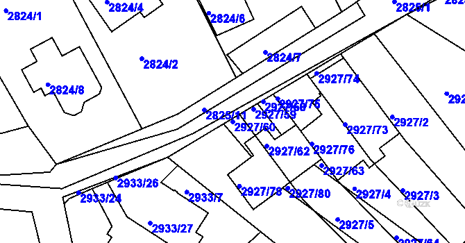 Parcela st. 2927/60 v KÚ Žalov, Katastrální mapa