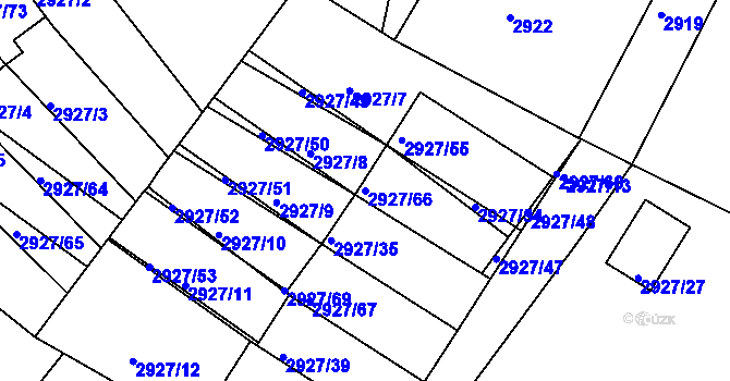 Parcela st. 2927/66 v KÚ Žalov, Katastrální mapa