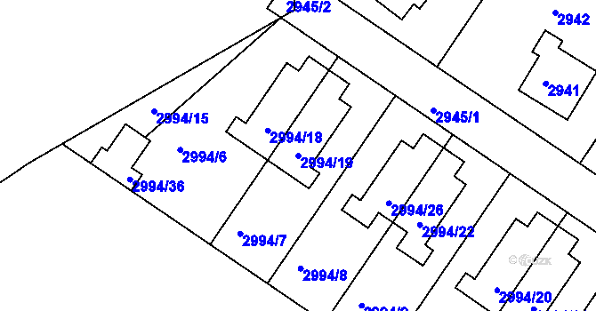 Parcela st. 2994/19 v KÚ Žalov, Katastrální mapa