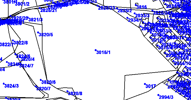 Parcela st. 3016/1 v KÚ Žalov, Katastrální mapa