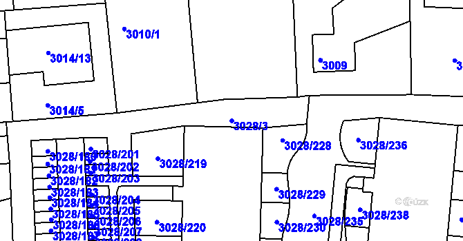 Parcela st. 3028/3 v KÚ Žalov, Katastrální mapa