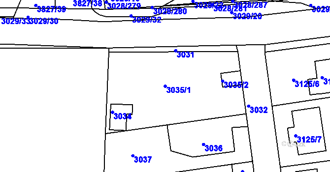 Parcela st. 3035/1 v KÚ Žalov, Katastrální mapa