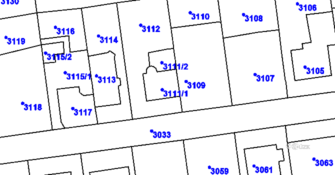 Parcela st. 3111 v KÚ Žalov, Katastrální mapa