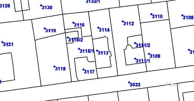 Parcela st. 3113 v KÚ Žalov, Katastrální mapa