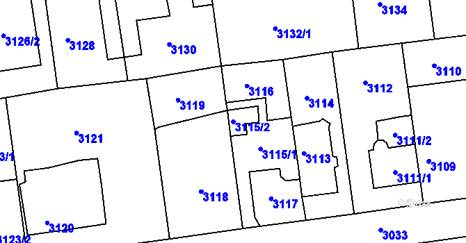 Parcela st. 3115/2 v KÚ Žalov, Katastrální mapa