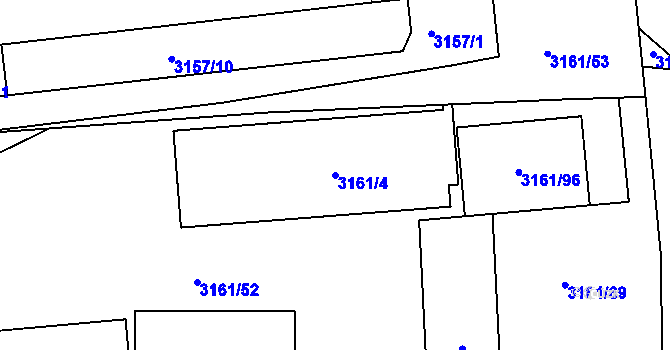 Parcela st. 3161/4 v KÚ Žalov, Katastrální mapa