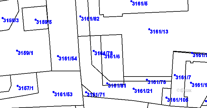 Parcela st. 3161/6 v KÚ Žalov, Katastrální mapa