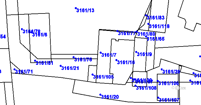 Parcela st. 3161/7 v KÚ Žalov, Katastrální mapa