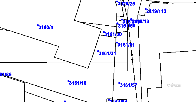 Parcela st. 3161/31 v KÚ Žalov, Katastrální mapa