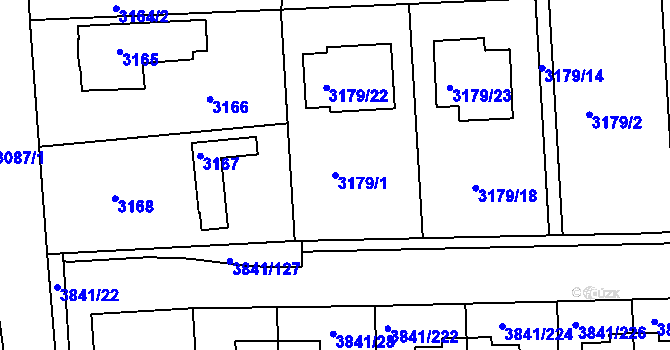 Parcela st. 3179/1 v KÚ Žalov, Katastrální mapa