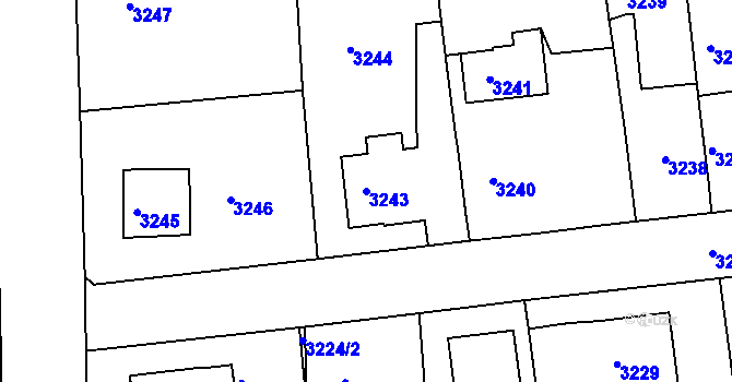 Parcela st. 3243 v KÚ Žalov, Katastrální mapa