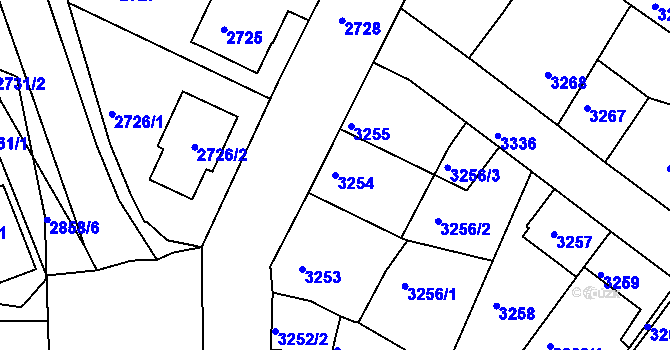 Parcela st. 3254 v KÚ Žalov, Katastrální mapa