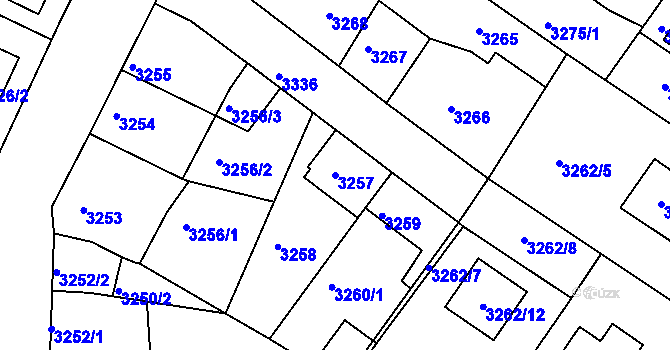Parcela st. 3257 v KÚ Žalov, Katastrální mapa