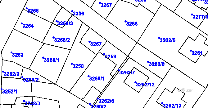 Parcela st. 3259 v KÚ Žalov, Katastrální mapa