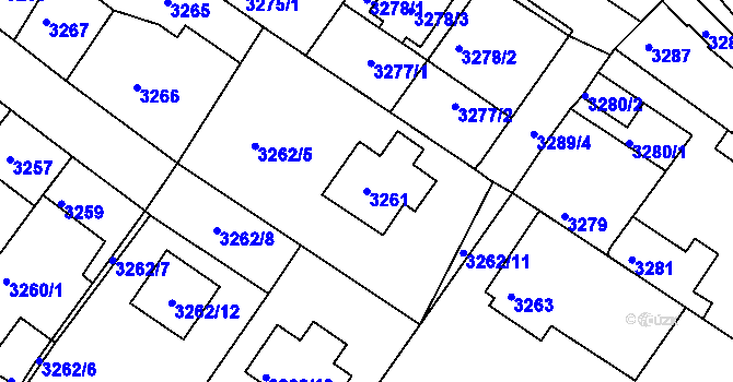 Parcela st. 3261 v KÚ Žalov, Katastrální mapa