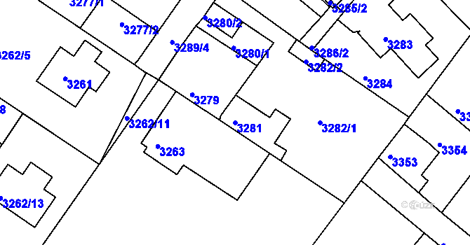 Parcela st. 3281 v KÚ Žalov, Katastrální mapa