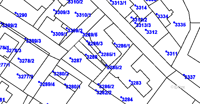 Parcela st. 3285/1 v KÚ Žalov, Katastrální mapa