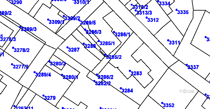 Parcela st. 3285/2 v KÚ Žalov, Katastrální mapa