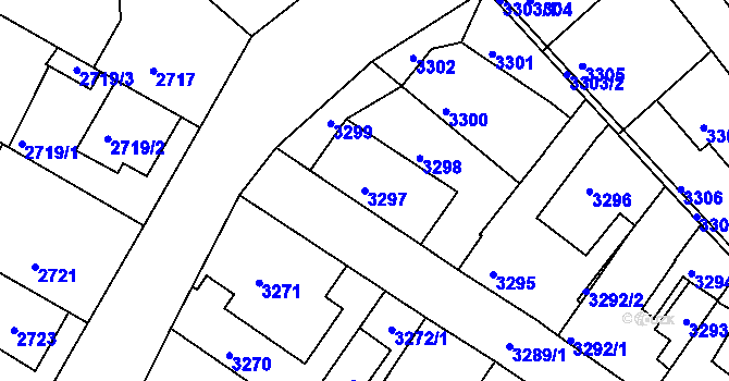 Parcela st. 3297 v KÚ Žalov, Katastrální mapa