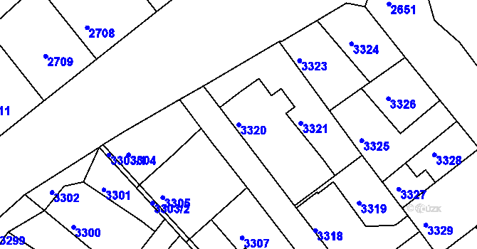 Parcela st. 3320 v KÚ Žalov, Katastrální mapa