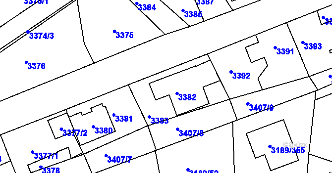 Parcela st. 3382 v KÚ Žalov, Katastrální mapa