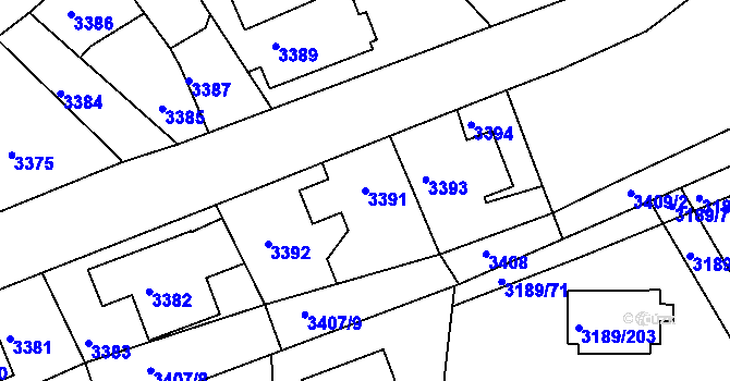 Parcela st. 3391 v KÚ Žalov, Katastrální mapa