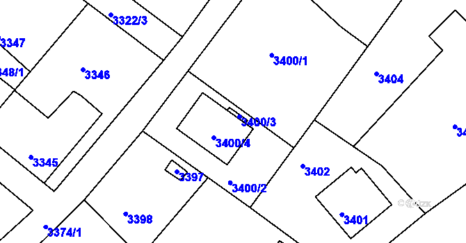 Parcela st. 3400/3 v KÚ Žalov, Katastrální mapa