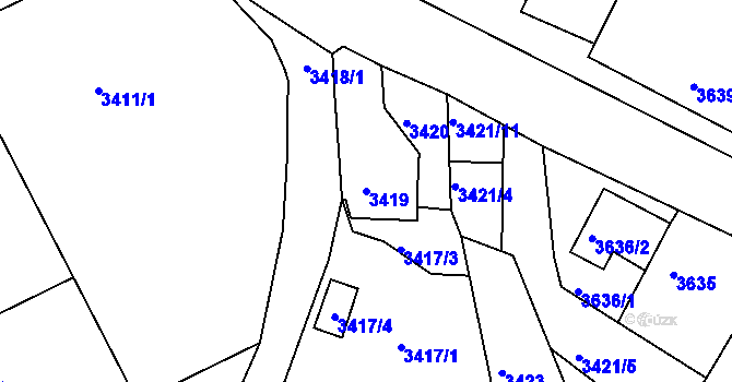 Parcela st. 3419 v KÚ Žalov, Katastrální mapa