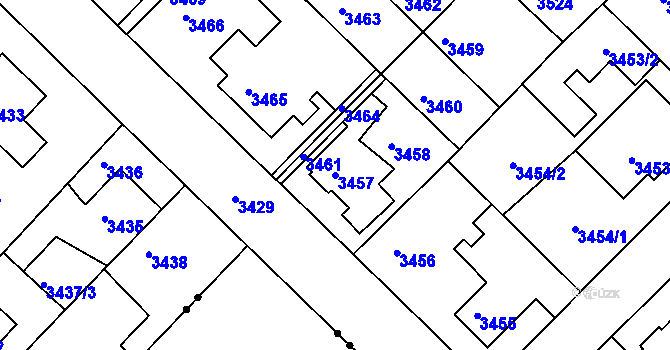Parcela st. 3457 v KÚ Žalov, Katastrální mapa
