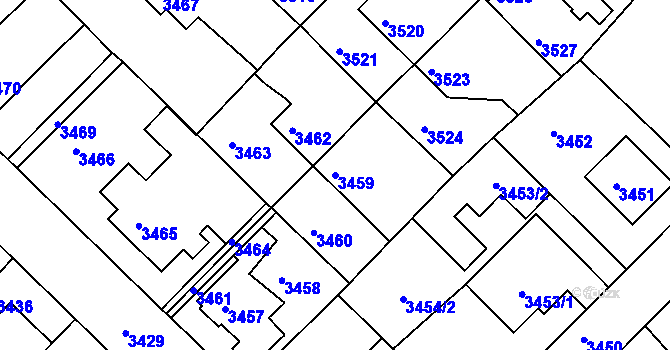 Parcela st. 3459 v KÚ Žalov, Katastrální mapa