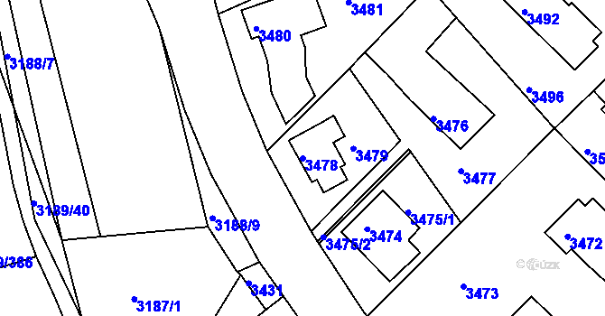 Parcela st. 3478 v KÚ Žalov, Katastrální mapa