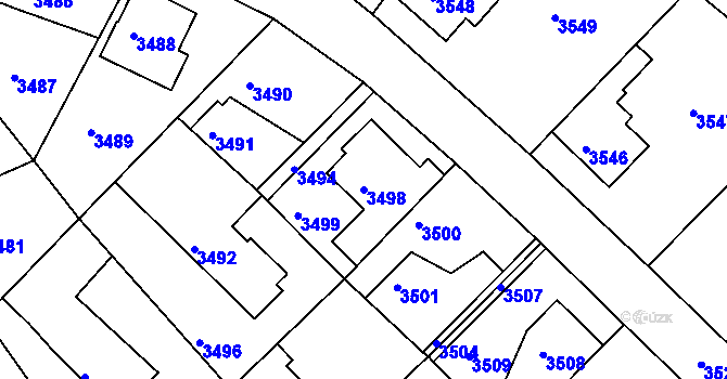 Parcela st. 3498 v KÚ Žalov, Katastrální mapa