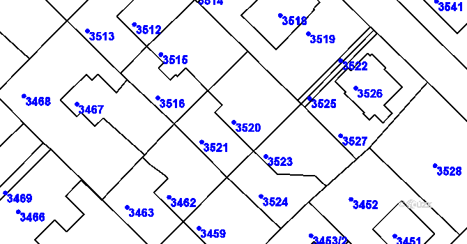 Parcela st. 3520 v KÚ Žalov, Katastrální mapa