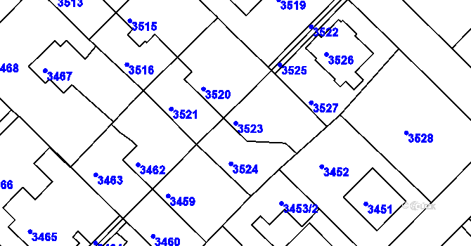 Parcela st. 3523 v KÚ Žalov, Katastrální mapa