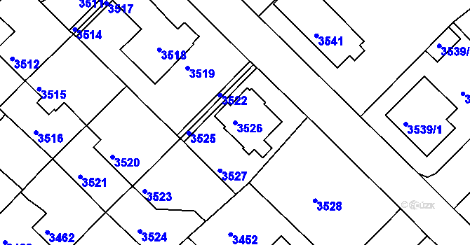 Parcela st. 3526 v KÚ Žalov, Katastrální mapa