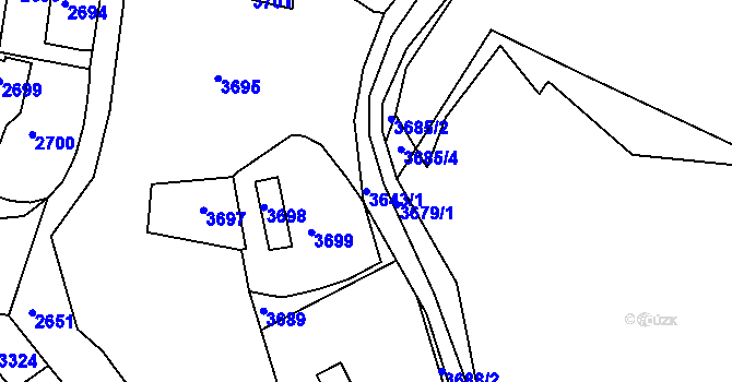 Parcela st. 3643/1 v KÚ Žalov, Katastrální mapa