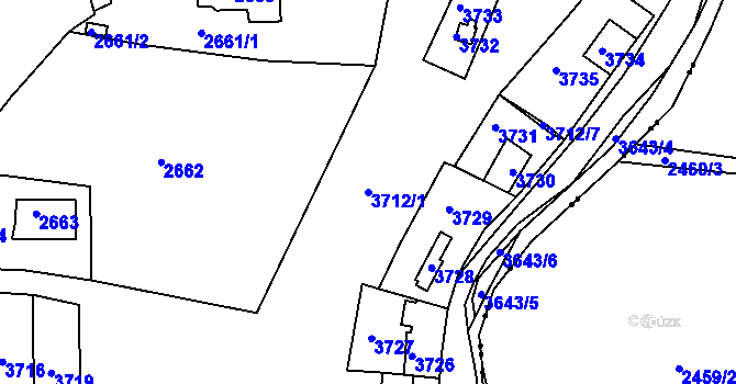 Parcela st. 3712/1 v KÚ Žalov, Katastrální mapa