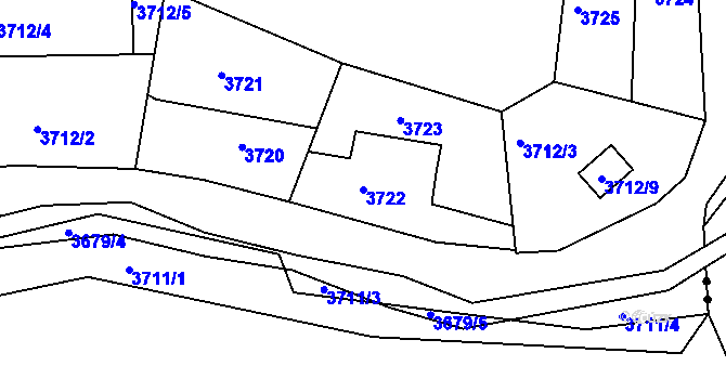 Parcela st. 3722 v KÚ Žalov, Katastrální mapa