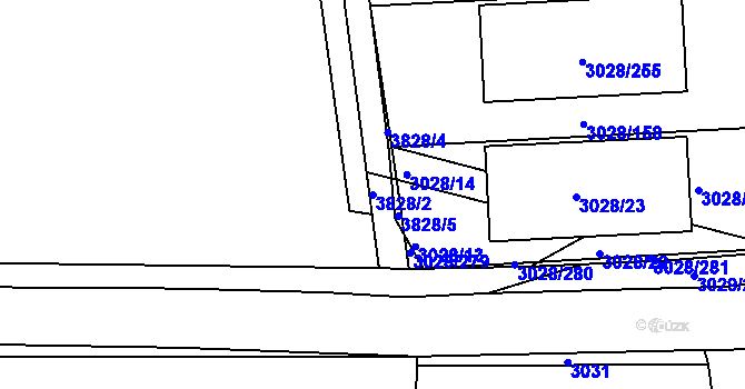 Parcela st. 3828/2 v KÚ Žalov, Katastrální mapa